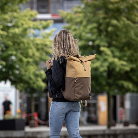 Vintage roll-top backpack