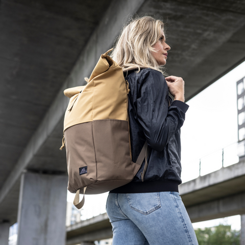 Vintage roll-top backpack